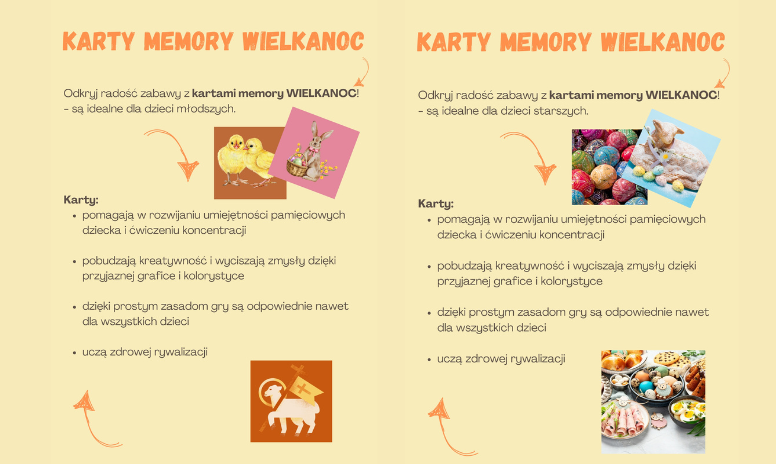 Wielkanoc - gra memory dla dzieci starszych i młodszych z SPE (PDF)